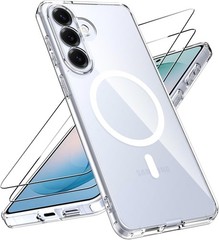 Samsung Galaxy S26 Clear Magnetic Case with 2 Tempered Glass Screen Protectors,