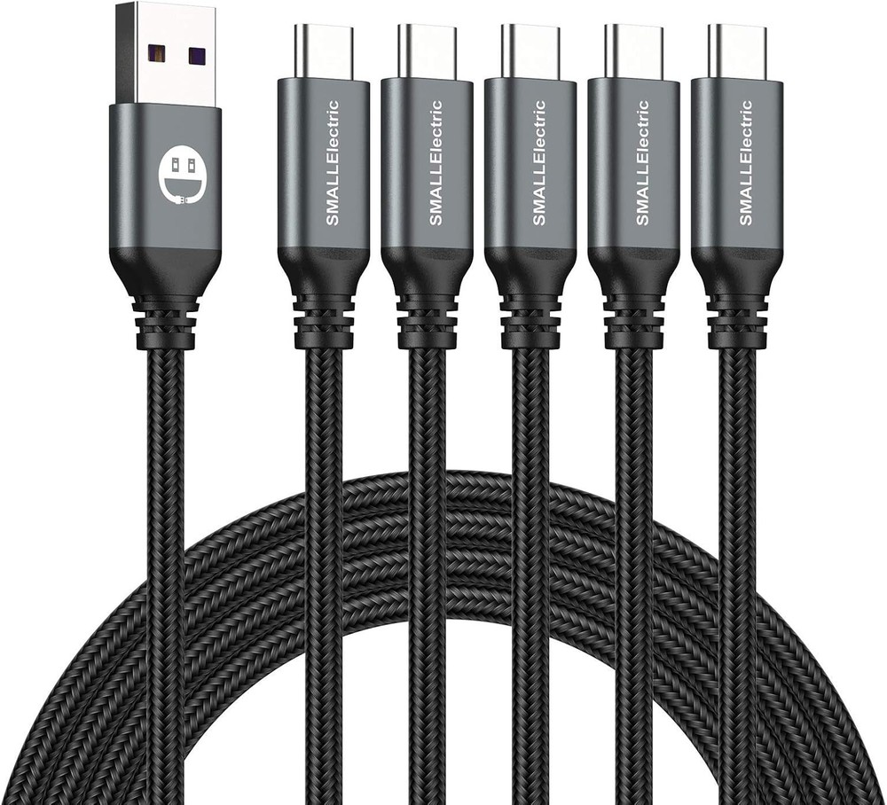 5-Pack 3FT USB-C Fast Charger Adapter for iPhone 15/16 & Samsung Galaxy S20