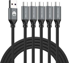 5-Pack 3FT USB-C Fast Charger Adapter for iPhone 15/16 & Samsung Galaxy S20