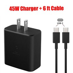 45W Super Fast Charging Wall Charger USB-C Type C Cable For Samsung Fast SHIP