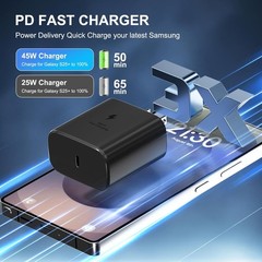 45W USB-C Fast Charger Wall Adapter for Samsung Galaxy S26/S25/S24