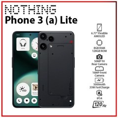 Nothing Phone 3(a) Lite BLACK 8GB+128GB Dual SIM Unlocked Android Cell Phone
