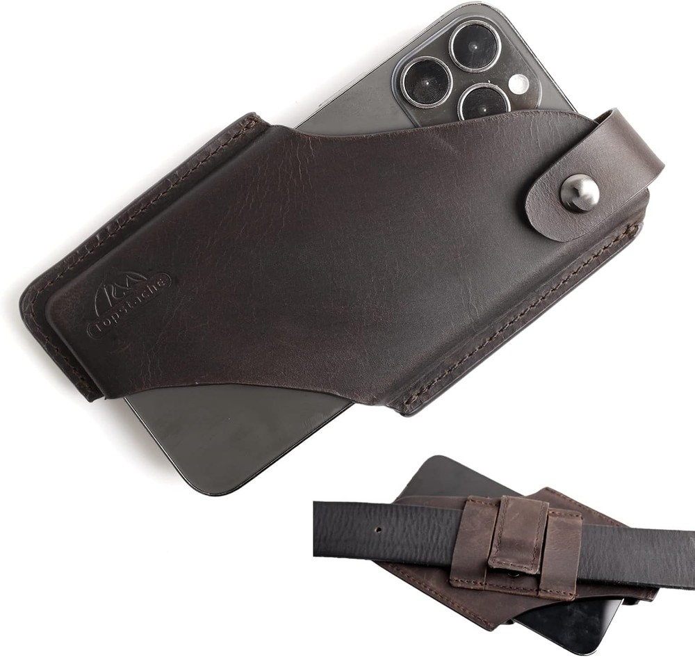 Belt Clip Leather Phone Holster for iPhone 15 Pro Max/Plus & Galaxy S25/S24 Ultr
