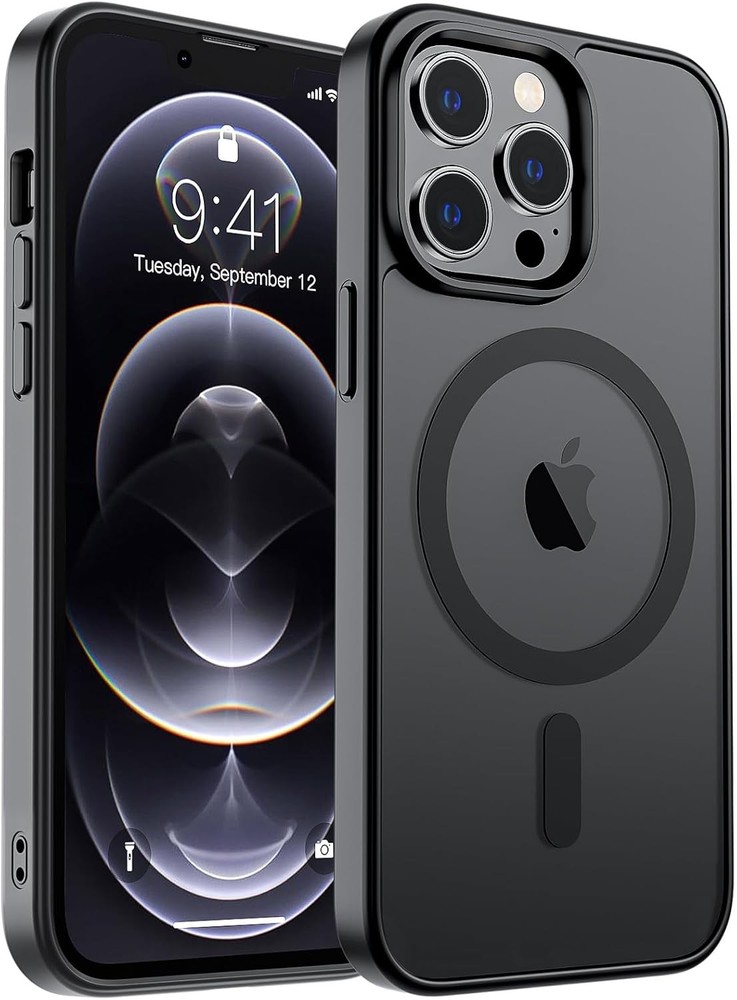 Magnetic for iPhone 12 Pro Max Case, Translucent Matte Shockproof Phone Cover, B