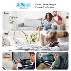 3-Pack 3.1A USB-C Fast Charger Adapter for Samsung Galaxy S24 S25 10FT