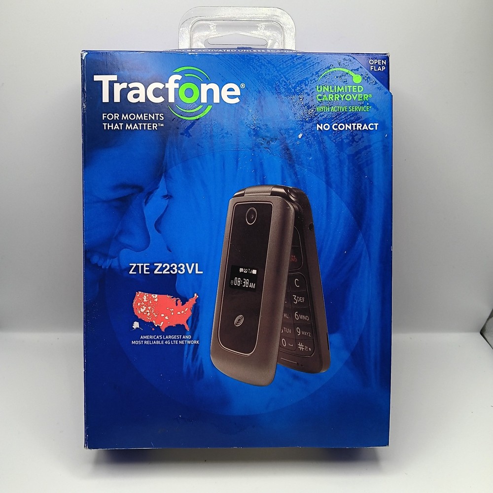 Lot Tracfone Z233VL Black Flip Cell Phone W/ Battery 4GB And Other Accessories