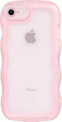 Cute Case for iPhone SE 2020/ SE 2022, Curly Wave Frame iPhone 7/8 Clear Pink Co