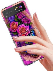 Case for Motorola Razr 2023, Blue Butterfly Flowers Rose Anti-Scratch Hard Cover