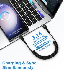 USB to USB-C Fast Charger for iPhone 17/16, 3FT Retractable Cable