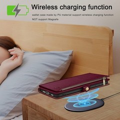 Wallet Case & Zipper Credit Card Holder for iPhone 15 Pro 6.1 Inch RFID Blocking
