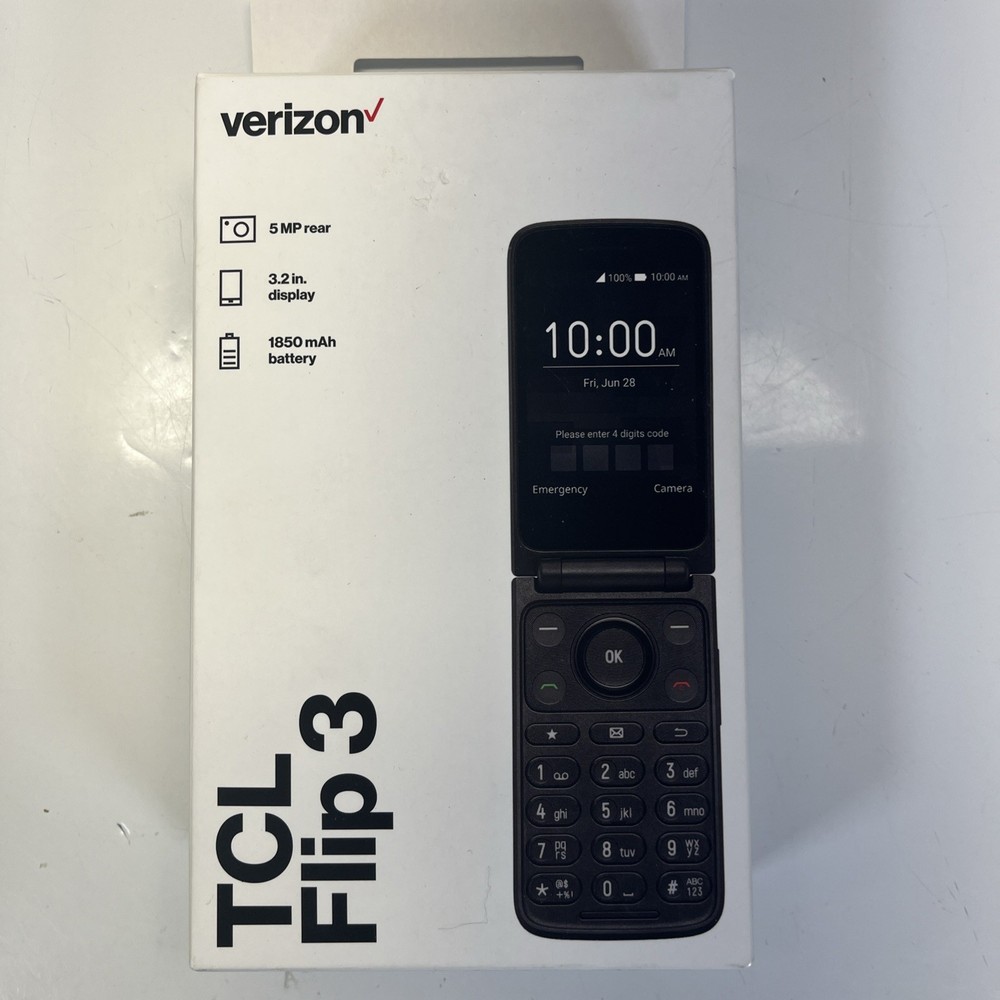 TCL Flip 3 T435V Verizon Unlocked 16GB Flip Phone 4G LTE Gray