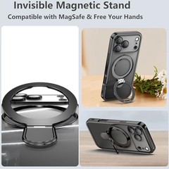 Magnetic Kickstand Case for iPhone 17 Pro Max, Shockproof with Lens Protector –
