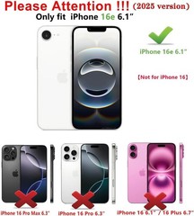 iPhone 16e Case & iPhone 17e Case Wallet, Dual Layer Shockproof Slim Phone Cover