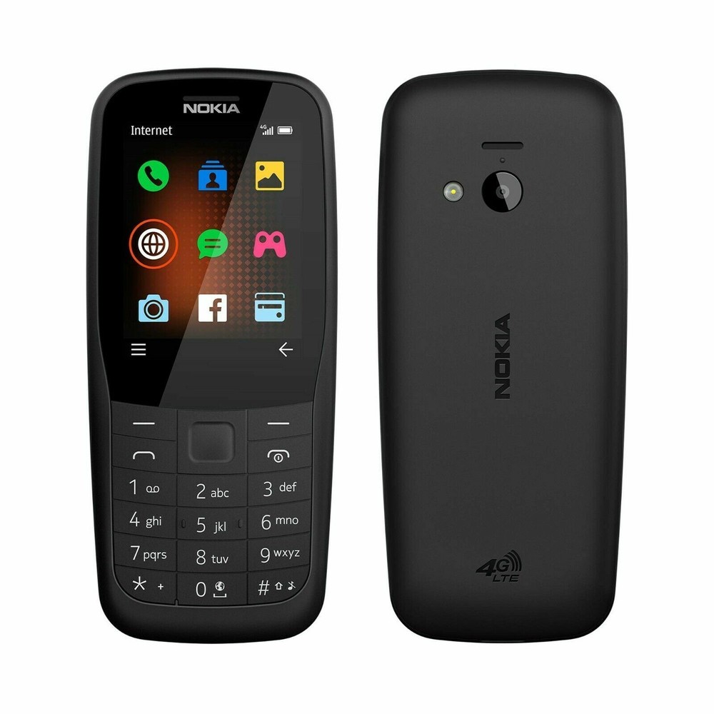 Nokia 220 4G FM radio Bluetooth 0.3MP 24MB 16MB RAM Unlocked cell Phone Dual SIM