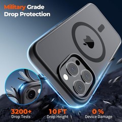 Magnetic for iPhone 12 Pro Max Case, Translucent Matte Shockproof Phone Cover, B