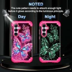 Galaxy S24 5G Case, Glow in The Dark Three Layer Heavy Duty Shockproof Rugged Ha