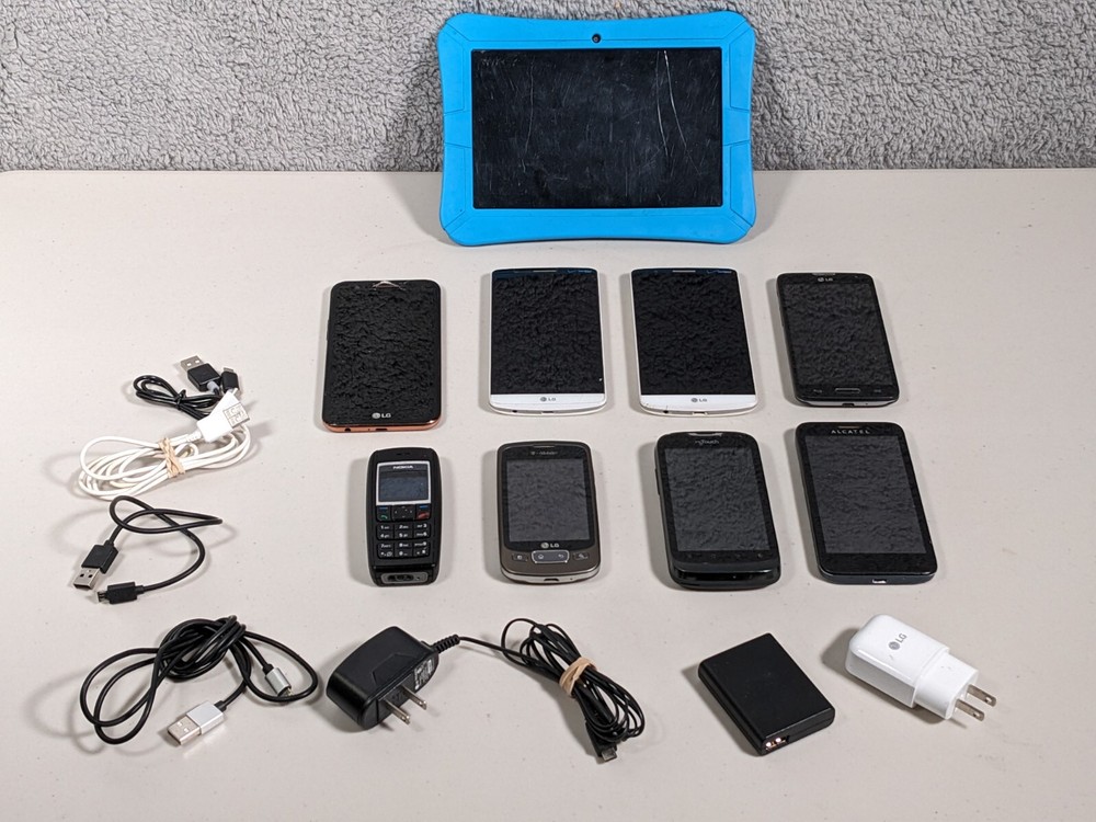 Android phone lot of 8 – Nokia, LG, Alcatel – 1x HighQ Tablet