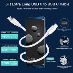 USB-C Wall Charger Fast Charging for Samsung Galaxy A14 5G, Pixel 7, 6FT Cable