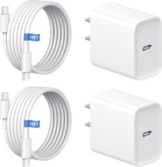 20W USB-C Wall Charger with 10FT Cable for iPhone 17/17 Pro Max – Fast Charging