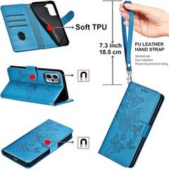 Wallet Case for Samsung Galaxy S25 FE 5G, Blue Butterfly | Kickstand, 3 Card Slo