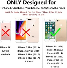 for iPhone SE 2022/3rd/2020 8/7 Case with Screen Protectors and Camera Cover, Bl