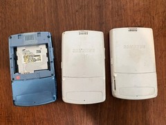 3 Vintage Samsung Propel (SGH-A767) 2 red and 1 blue Untested. 2 batteries-Parts