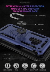 Shockproof Blue Case for Samsung Galaxy S9 with Metal Ring Holder & Screen Prote