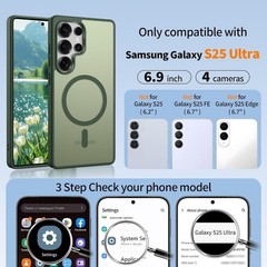 2PCS Case & Screen Protector for Samsung Galaxy S25 Ultra Slim Matte Anti-Finger