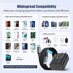 USB-C Fast Charging Block 25W with 6.6FT Cable for iPhone 17 Pro Max/16 Plus