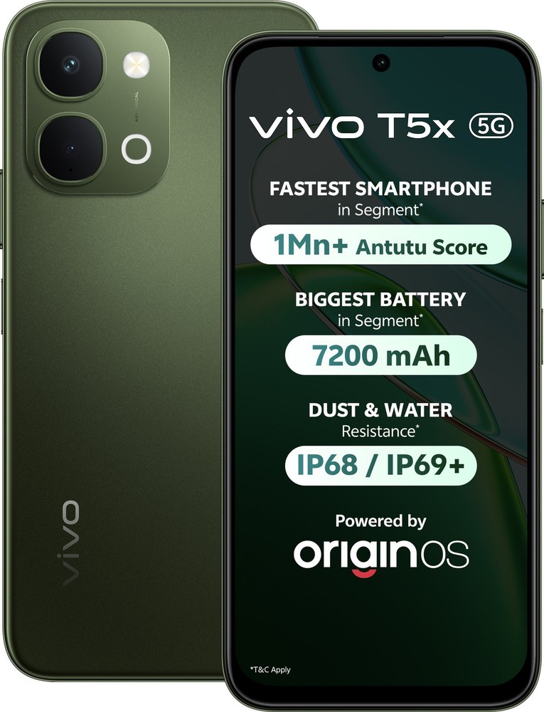vivo T5x 5G (Green, 256GB 8GB RAM) Dimensity 7400-Turbo 6.76″ Global Version