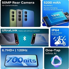 Infinix Hot 60 5G+ (BLUE 128GB 6GB RAM) Dimensity 7020 Processor Global Version