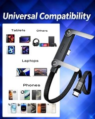 240w USB-C Charge Cable Invisible Holder Sideways Phone Charger 5 Ft Type-C Fast