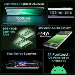 iQOO Z9 5G (Brushed Green, 8GB RAM, 128GB Storage) | Dimensity 7200 5G Processor