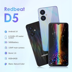 Redbeat D5 Unlocked Android 14 Cell Phones 8-core 1.6GHz Processor 6.52 Inch …