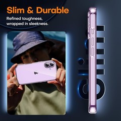 iPhone 17 Case, Anti-Yellowing Clear with Screen Protector, Shockproof Slim Desi