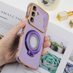 Purple Galaxy S25 FE Case with Kickstand, Protective Cover for S25 FE 5G 2025 Wo