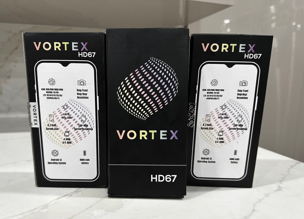 Vortex HD67 6.7″ Black Smartphone- 64GB ROM 4GB RAM Android13 *Network Unlocked*