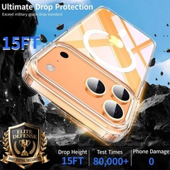 Magnetic Clear Case for iPhone 17 Pro Max with Privacy Screen Protector, Slim