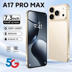 A17 Pro Max Unlocked Phone 5G, 16GB+1TB Dual SIM Cell Phone，7.3″ HD Display