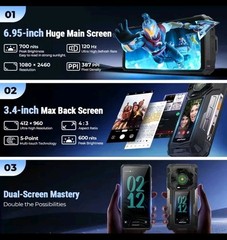 Ulefone Armor 33 Pro 5G AI Rugged Phone 32GB+512G 6.95″ Night Vision Dual Screen