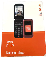 New Sealed Consumer Cellular Iris Flip Phone (8GB) 5.0MP Camera 4G LTE- Red