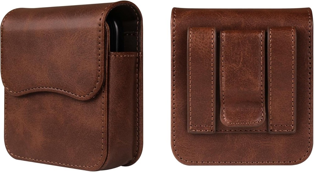 Leather Belt Clip Holster with Card Holder for Samsung Galaxy Z Flip 7 6 5 4 3