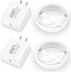 2 Pack 20W USB-C Fast Charger Block for iPhone 17/16 6ft Cable