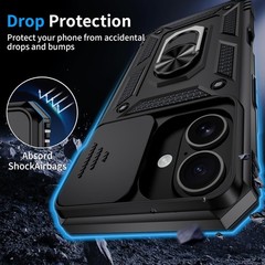 iPhone 17 Case with HD Screen Protector & Slide Camera Cover & Kickstand, Black