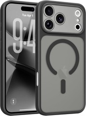 iPhone 17 Pro Magnetic Translucent Matte Shockproof Slim Cell Phone Cover Black