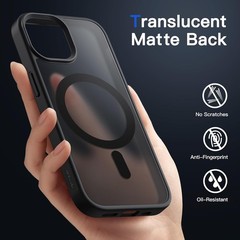 Translucent Matte Black Magnetic Case Slim Shockproof for iPhone 14 Plus 6.7-Inc