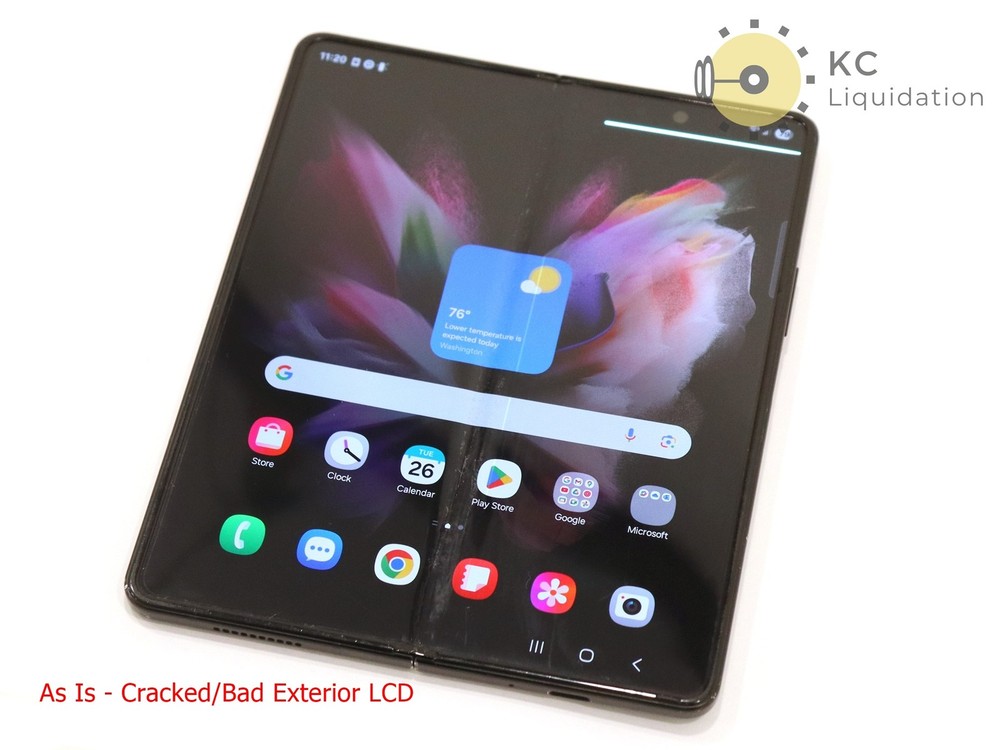 Samsung Galaxy Z FOld 3 5G SM-F926U 12GB 256GB Unlocked – As Is Cracked/Bad LCD
