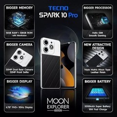 Tecno Spark 10 Pro Moon Edition (RAM 8GB, 128GB)6.78″ 50MP Camera Global Version