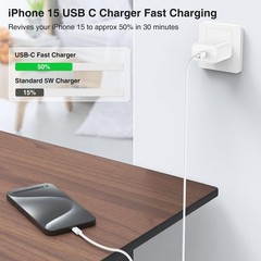 20W Fast Charging USB-C Block with 10ft Cable for iPhone 17 Pro Max/16 Pro Max