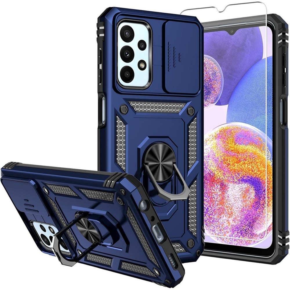 Galaxy A23 5G Phone Case with Screen Protectors and Camera Cover, Blue